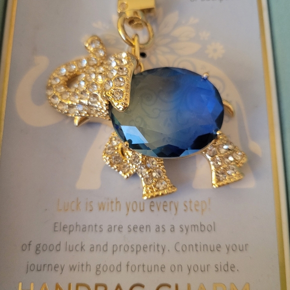 Elephant Handbag Charm with Blue Gem By True To Form. NIB - Picture 3 of 4